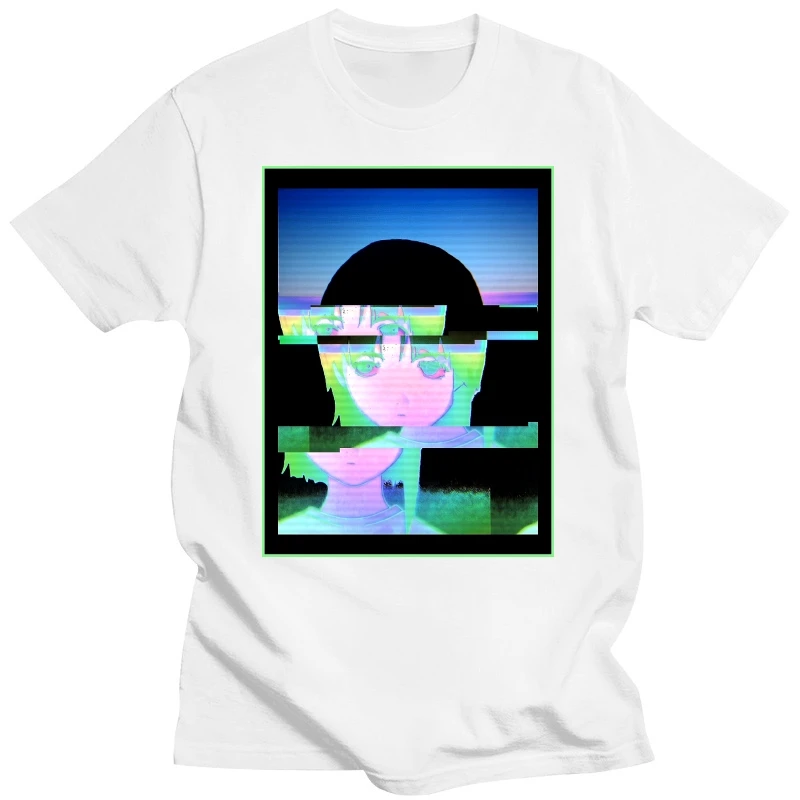 Serial Experiments Lain Tee Shirt Men Cotton Glitched Iwakura Manga Girl Sci Fi Anime Tshirt Short Sleeve Casual T-shirt Tshirt