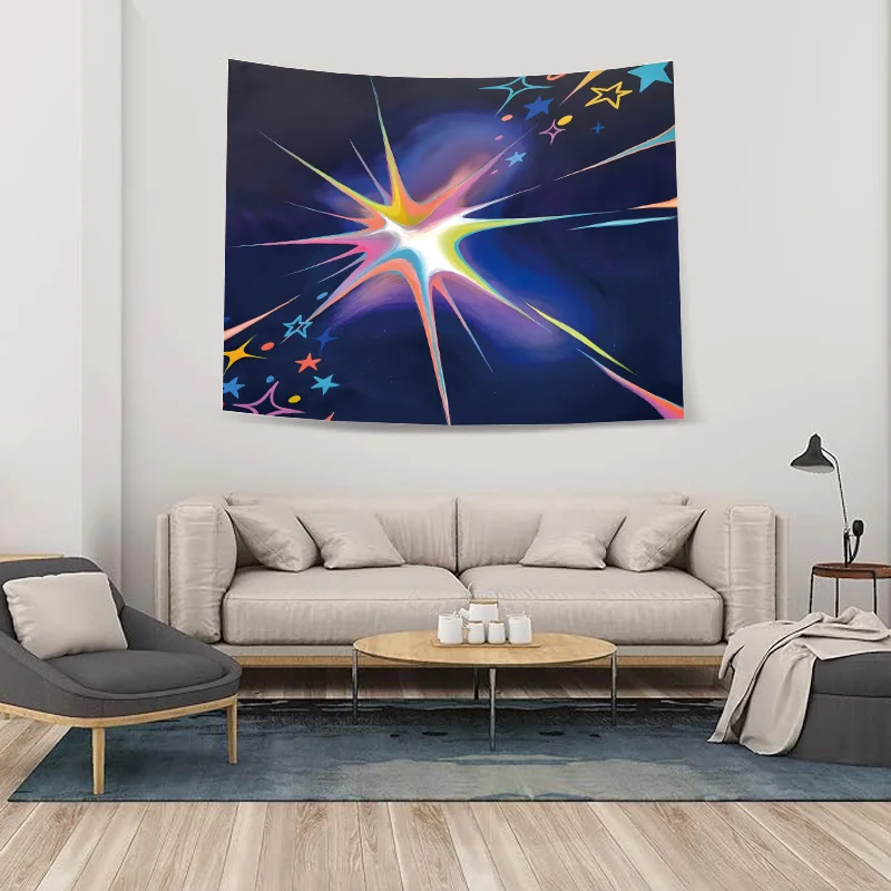 Vibrant starburst tapestries create modern and colorful home decor, with artistic extensions