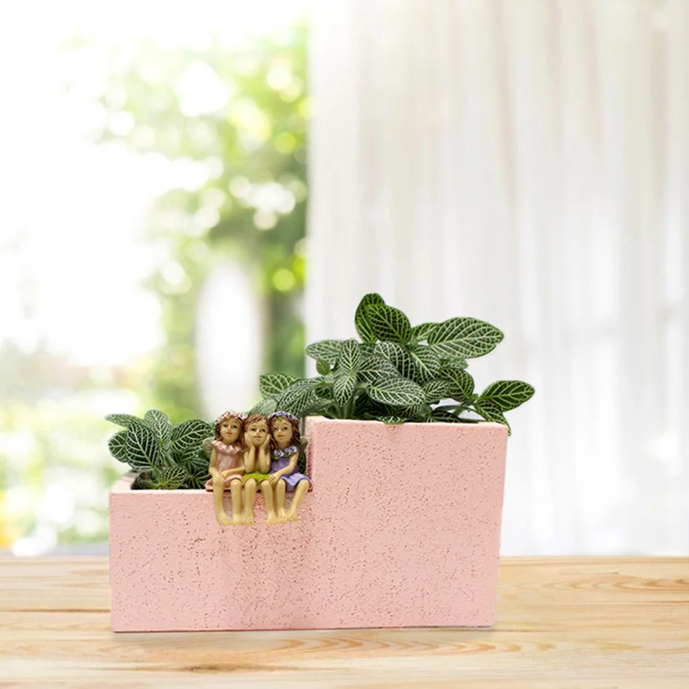 

Multifunctional Resin Desktop Organizer Pen Holder Pencil Brush Pot Mini Flower Fairy Stationery Makeup Storage Decor