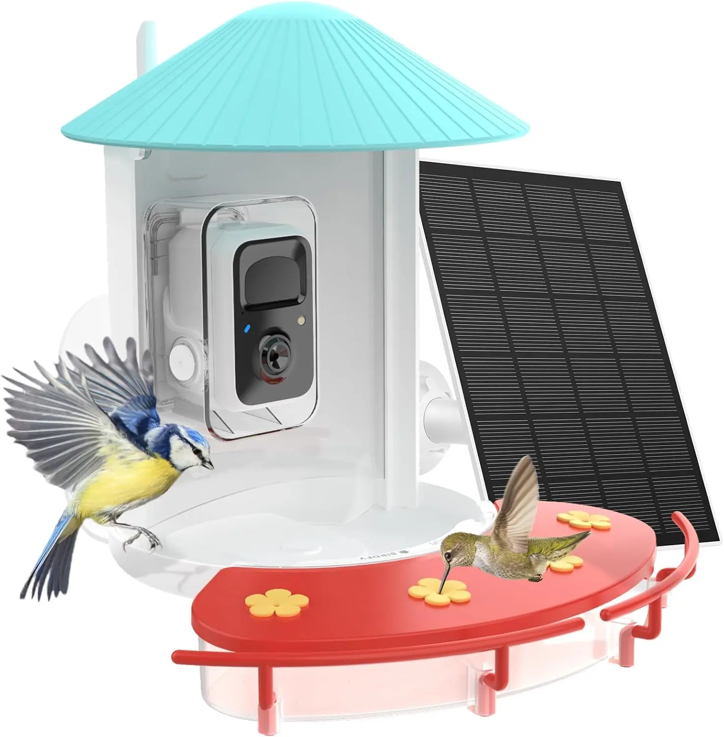 

Smart Hummingbird Feeder with Camera, Auto Capture Bird Videos & Birdwatching Up-Close, 2 in 1 Feeders Attract More Hummingbirds