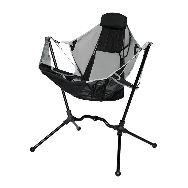 DZ Outdoor Portable Folding Rocking Chair Breathable Mesh Moon Chair Folding Chair Fishing Camping Beach Leisure Outdoor Chairs