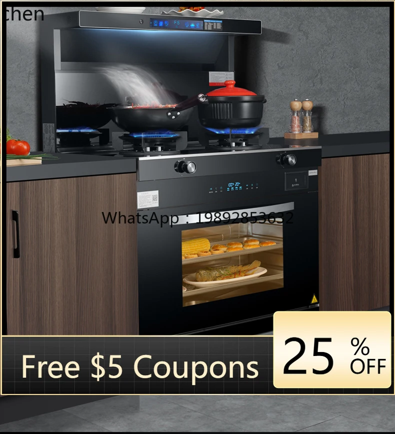 

modern integrated stove natural gas steam oven disinfection cabinet side suction lower row stainless steel integrated stove