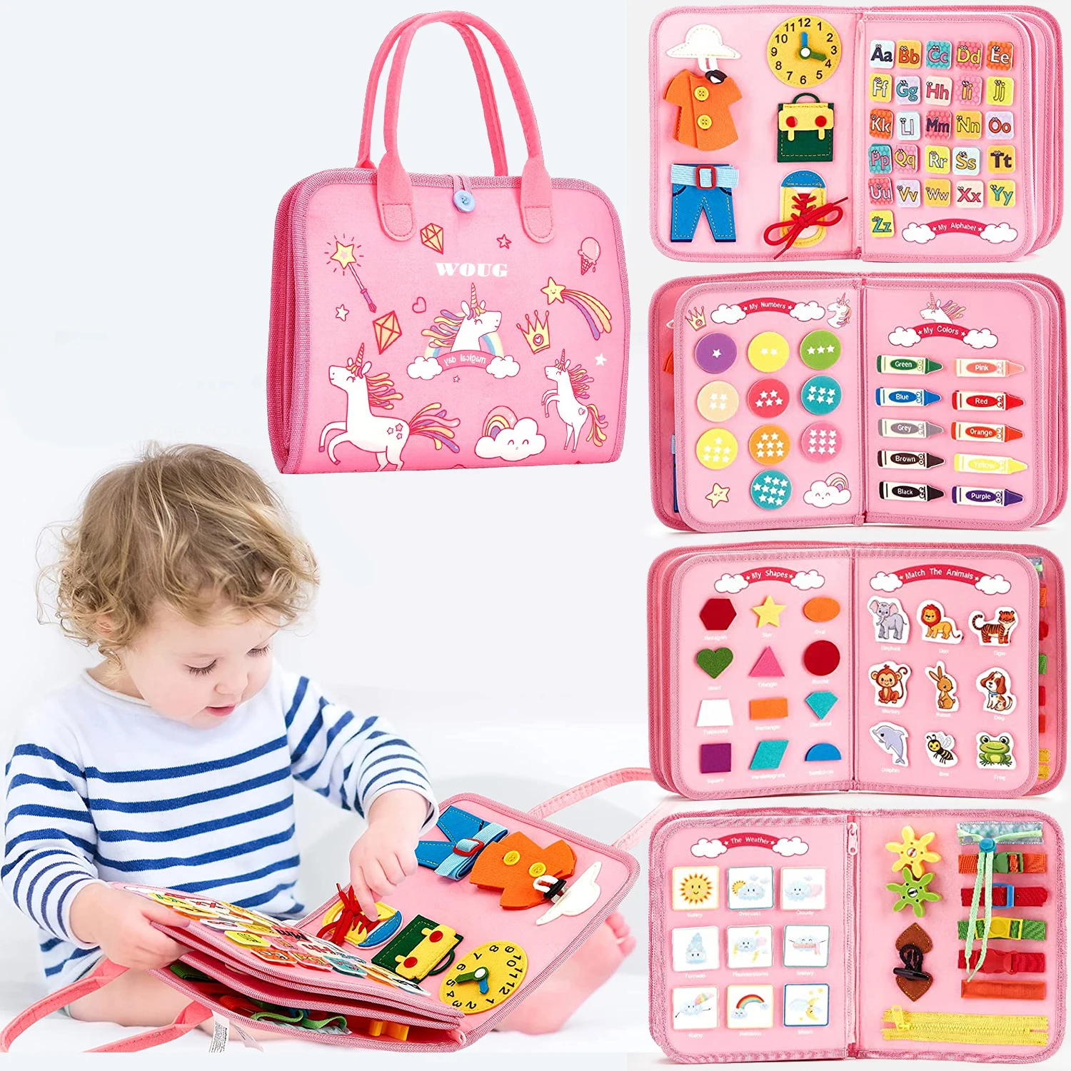 Planche occupée Montessori pour tout-petits, activités, jouets éducatifs, robe de base, motricité, jouets d'apprentissage de voyage pour bébé, cadeau de noël