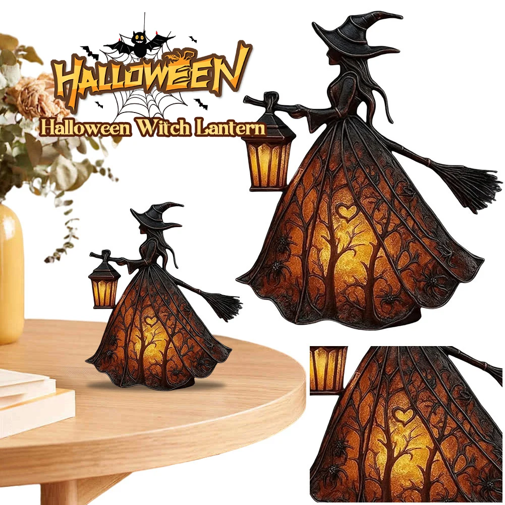 Halloween Decorations Halloween Witch Lamp Spooky Standing Night Light Unique Witch Statue Table Lamp for Bedroom