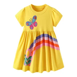 Jumping Meters 3-8T Summer Princess Girls Dresses Butterfly Embroidery Party Birthday Frocks Children's Costume Baby Dresses
