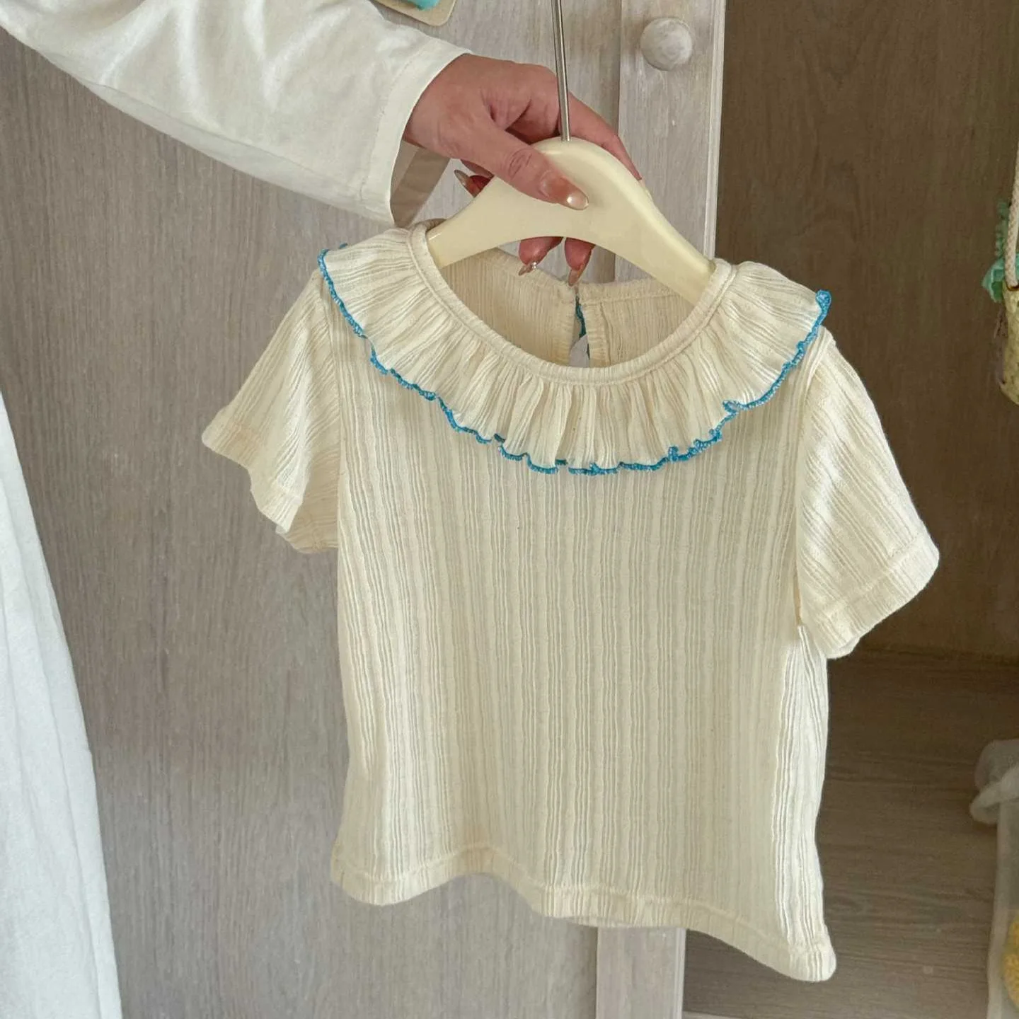 Girls 2026 Summer New Korean Trendy Stylish Versatile Fashion Cool Girls Lace Collar Top