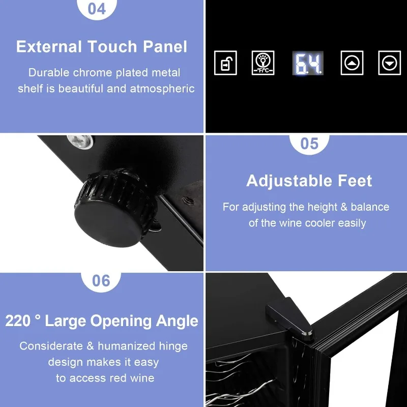Refrigerador do vinho com compressor autônomo, refrigerador do vinho, refrigerador, refrigerador da bebida, controle de temperatura digital, 18 garrafa