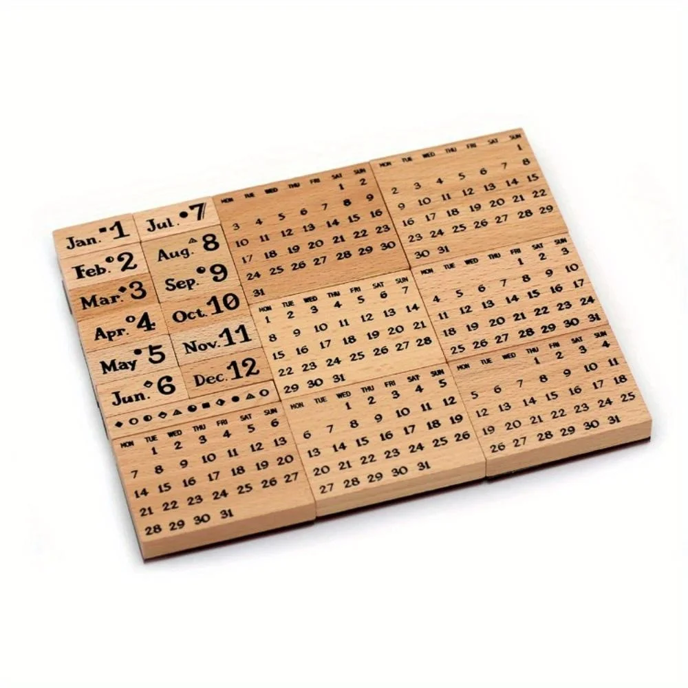 طوابع خشبية مطاطية قياسية ، تقويم دائم ، سكرابوكينغ ، زخرفة يوميات رصاصة ، مشغولات يدوية ، 20 صولًا لكل مجموعة #4