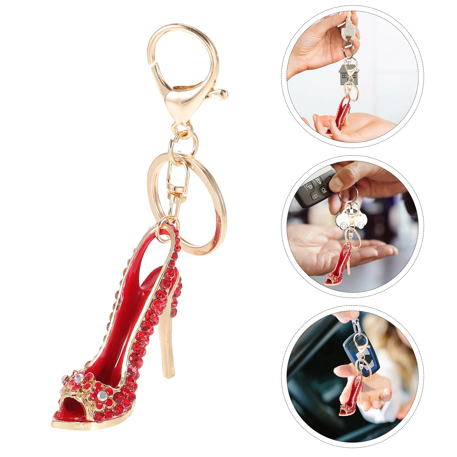 

Accessory High Heels Keychain Gold Purse Chic Pendant Black Rhinestones The Tote Bag