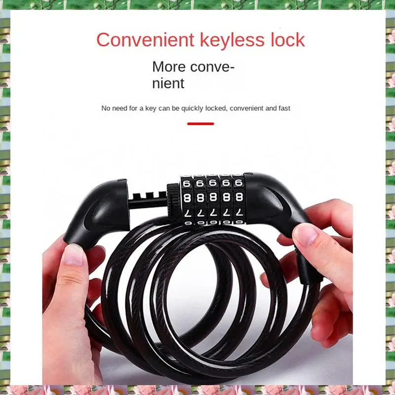 

Sports Bicycle Locks, Electric Bike Five-Digit Combination Locks, Mountain Bike Bar Wire Rings, Anti-Theft,Bicycle Locks, Electr