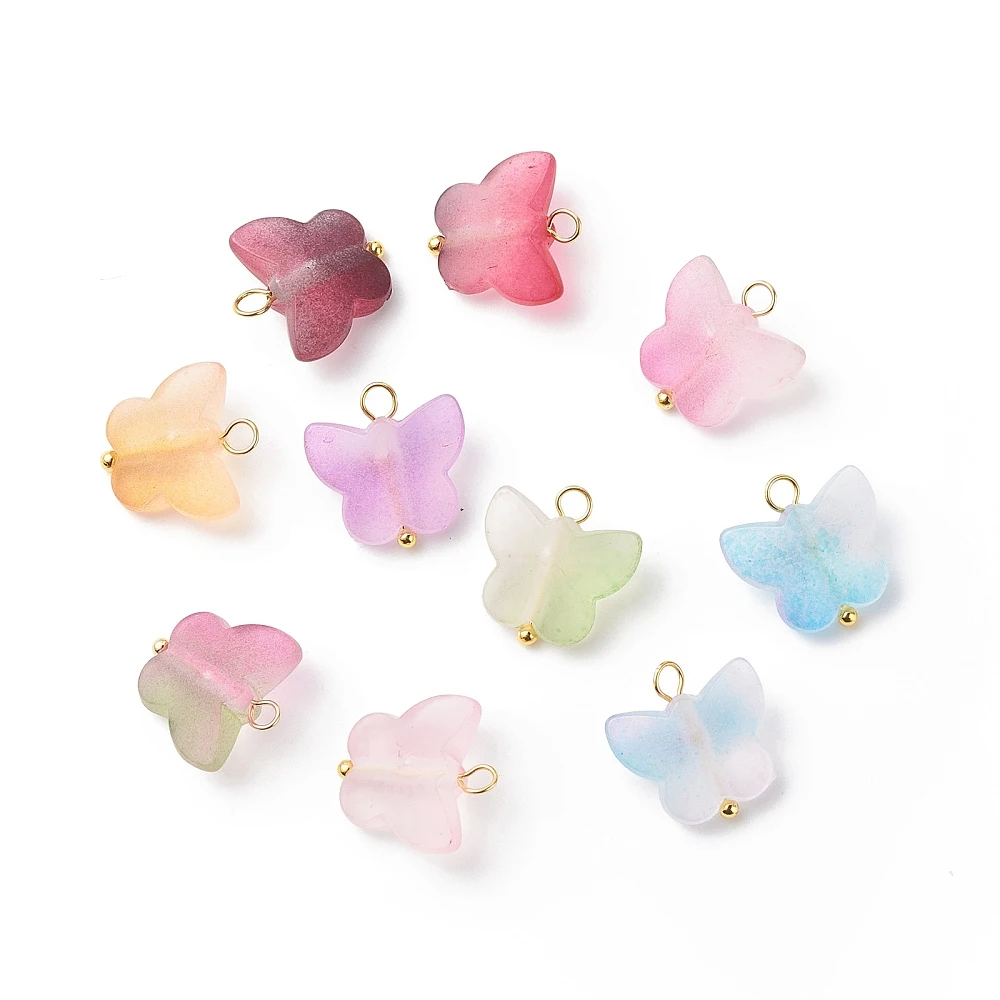 100 pcs Frosted Two Tone Spray Painted Transparent Acrylic Pendants Butterfly Shape for Making DIY Jewelry Earring Necklace