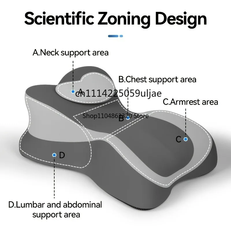 Couple'S Bedside Prone Pillow Cooling Breathable Memory Foam Lumbar Support and Multi-Functional Mobile Phone Viewing Cushion