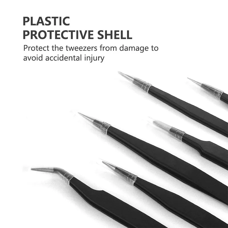 6 pçs pinças de aço inoxidável antiestáticas multiuso pinças de cílios afiadas pinças de sobrancelha