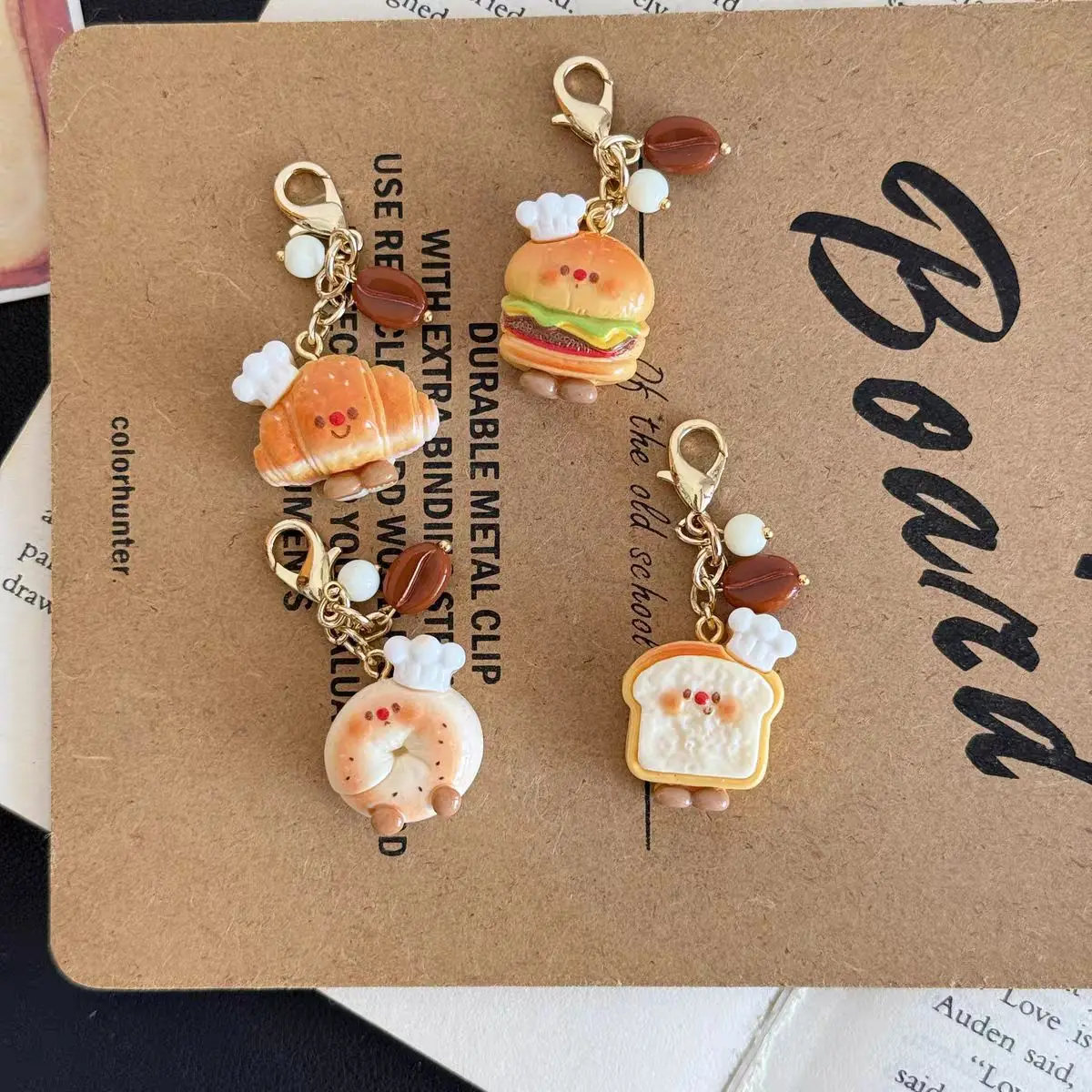 

Handmade Japanese style chef, bread, coffee beans, flip bag, zipper buckle, women's bag, headphone bag, pendant, phone chain