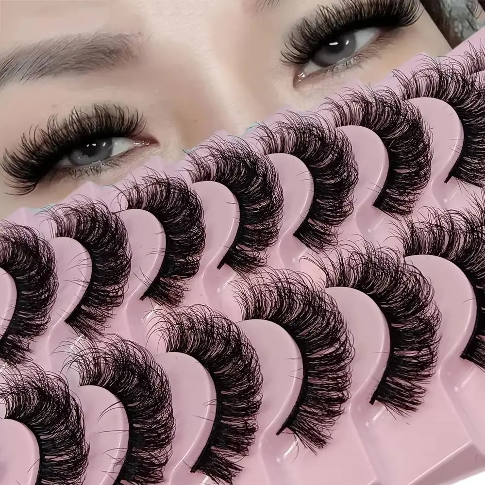 10 Paar DD Curl Russische Wimpern Voluminöse Flauschige Künstliche Wimpern Natürliche Lange Weiche Wispy Messy Dramatische Falsche Wimpern
