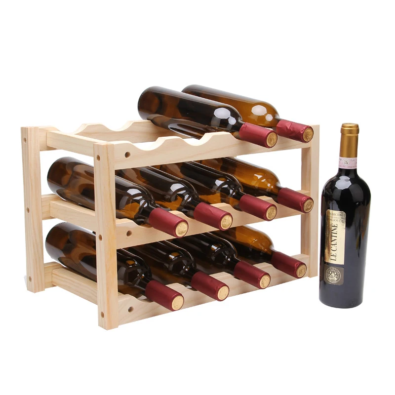 Solid Wood Creative Simple Wine Rack Durable Folding Red Wine Stand Display Shelf Large Capacity Wine Bottles Holders Racks