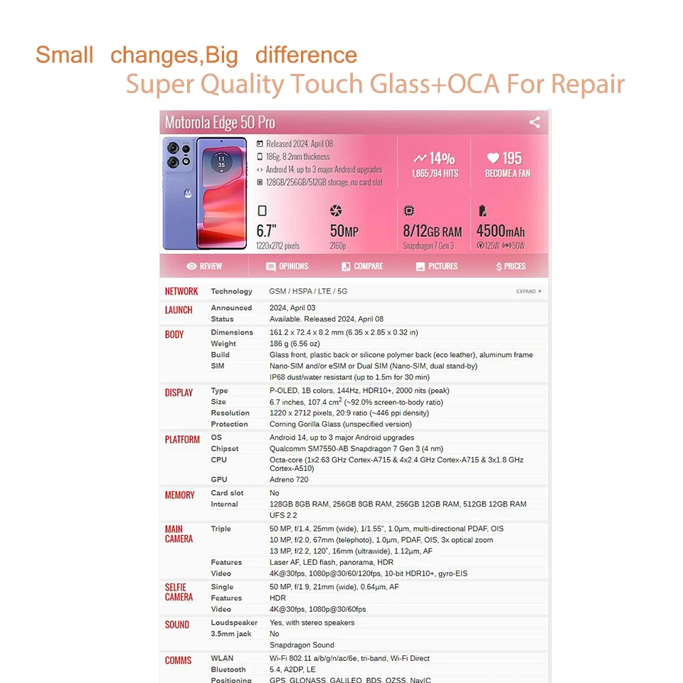 10Pcs For Motorola Moto Edge 60 60S G96 50 Pro Ultra Fusion 2024 G85 Touch Screen Front Outer Panel Lens Glass With OCA image 3