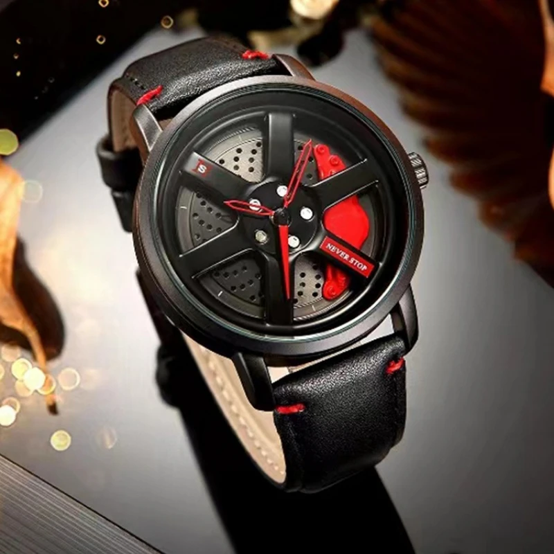 

Spin Car Brake Calipers Watches Fashion Luxury Sports Car Wheel Hub WrisWatches Stainless Steel Quartz Watch Relogio Masculino