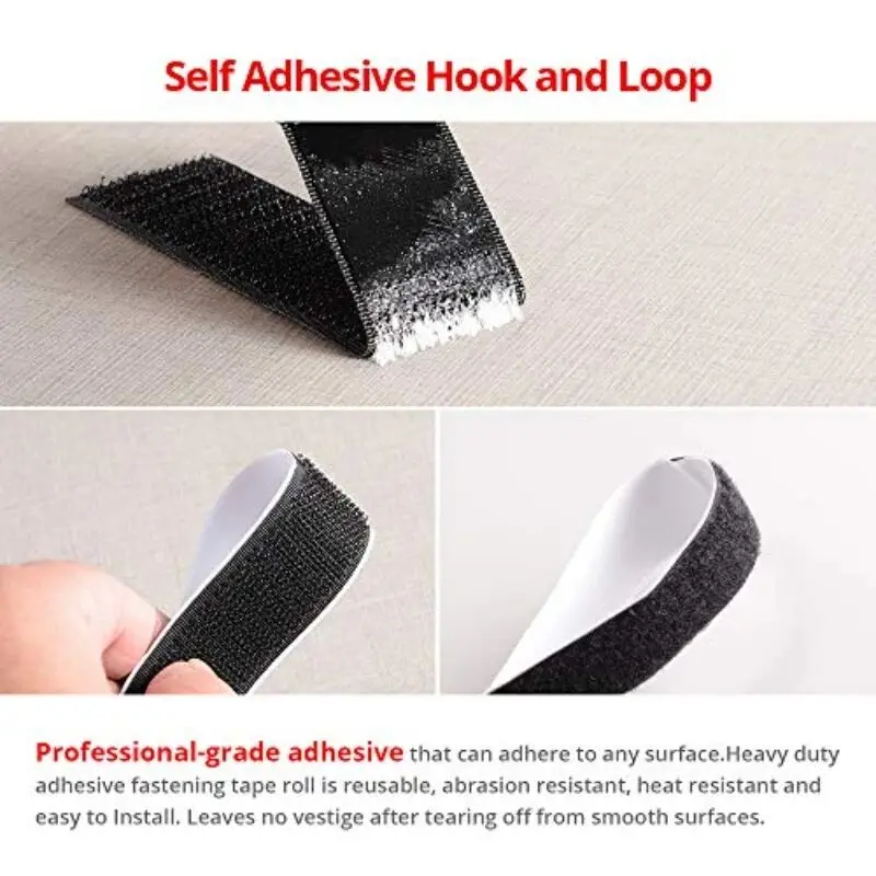 5M Reusable Self-adhesive Hook and Loop Fastener Tape Magic Nylon Sticker Strips with Glue for DIY Craft Accessories Black White