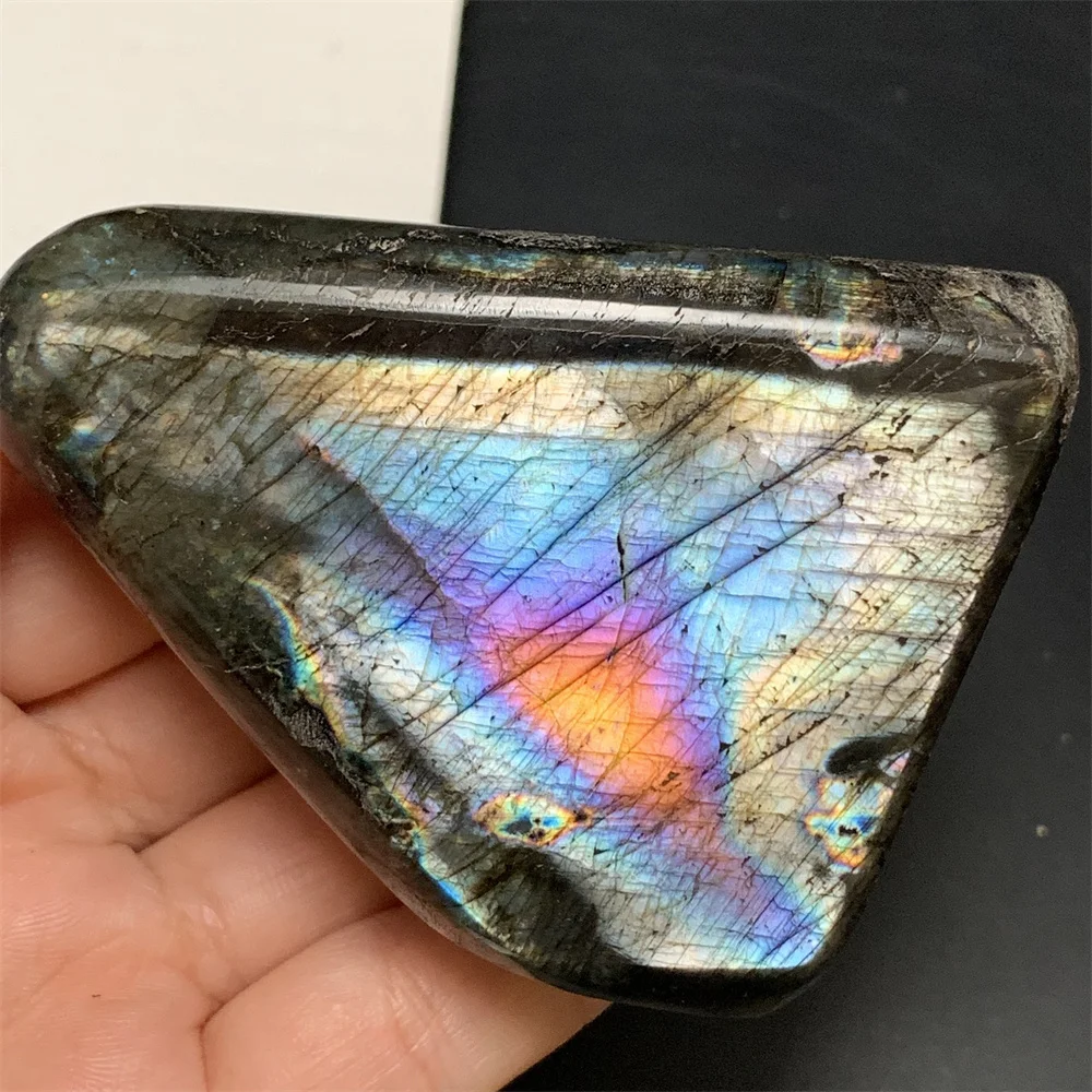 

Breaking Feel Natural Colorful Black Light Labradorite Ornaments Blue Mineral Specimens Neon Purple Orange Light Labrador Beads
