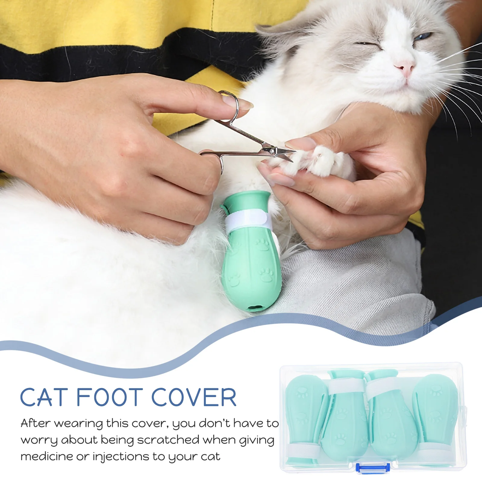 

4 Pcs Cat Feet Paw Covers for Cats Kitten Claw Rubber Caps Shoes Pet Waterproof Foot Bridegroom