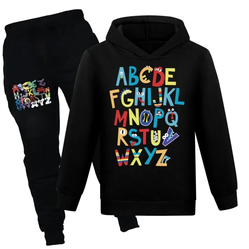 Alphabet Lore A-Z Girls Clothing Sets Children Fashion Hoodies and Pant Set Kids Clothing Spring Autumn Sports Suit Tracksuit