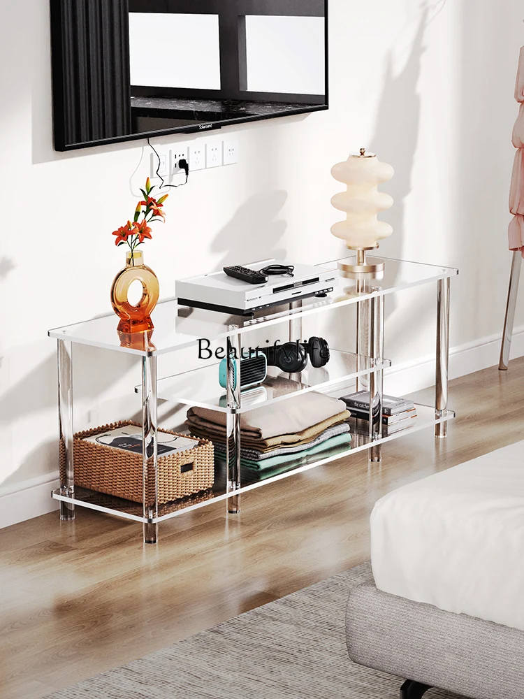 Acrylic Simple TV Cabinet Household Bedroom Floor Storage Rack Tea Table Transparent Suspension Storage Rack