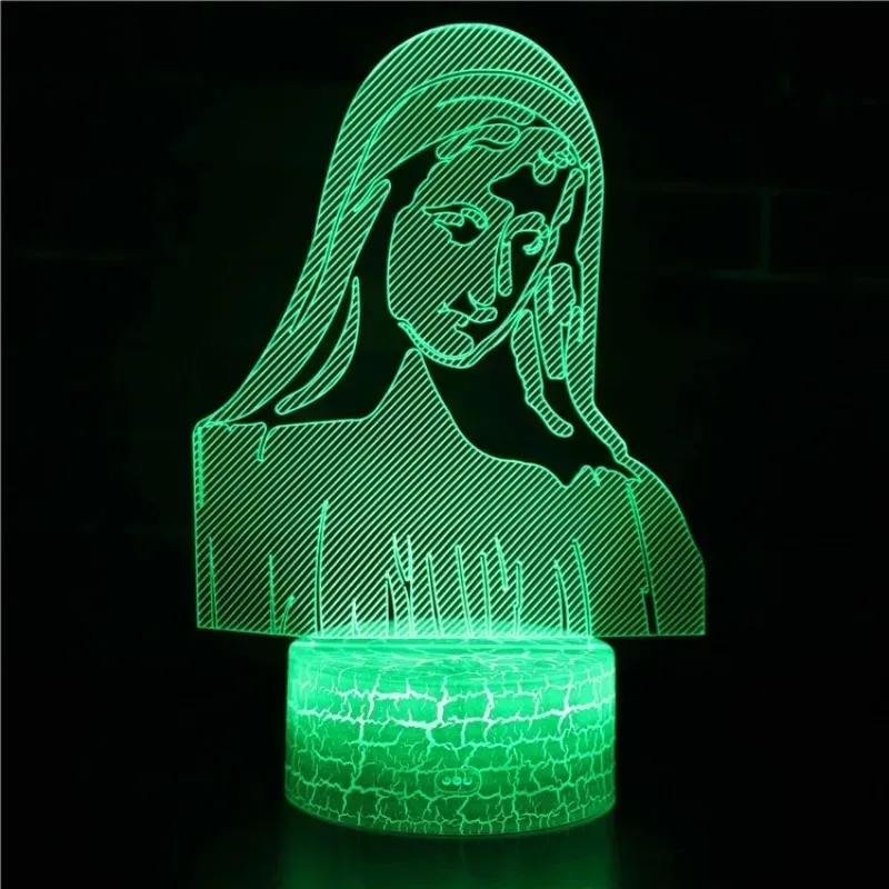 LED nightlight 16-ribbon remote control table lamp of the Virgin Mary of Jesus creative gifts 3d nightlight home furnishings