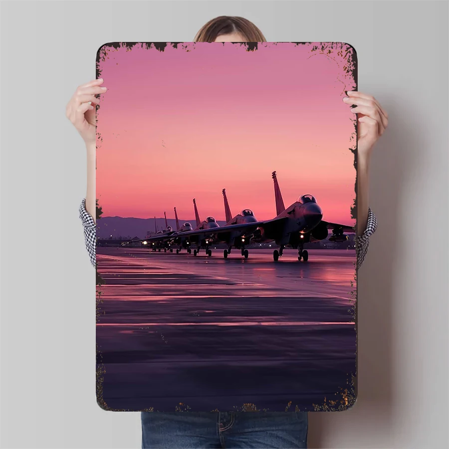 

Винтажный военный силуэт самолета, металлический настенный художественный декор для домашнего офиса, подарок для любителей авиации