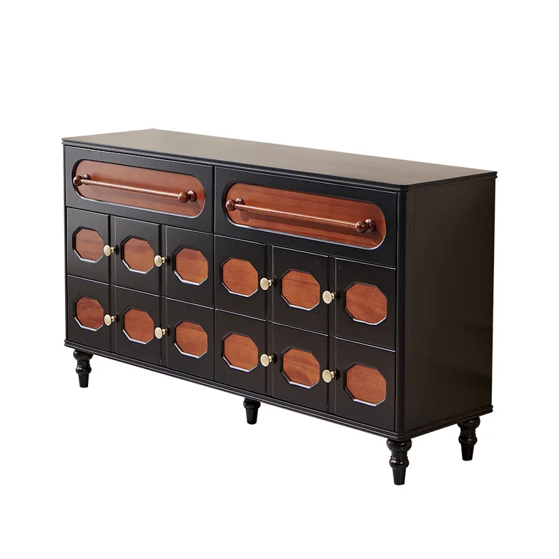 

French retro solid wood bedside table, bedroom storage locker, American simple modern bedside table