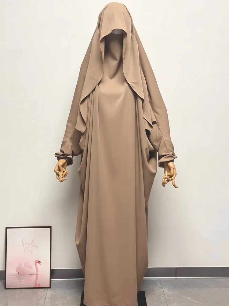 One Piece Prayer Outfit Muslim Women Prayer Garment Abaya Overhead Robe Hijab Dress Prayer Dress Scarf Hajj Islamic Clothes
