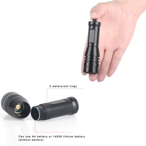 Mini 80M L2 LED 800LM Diving Flashlight Underwater Waterproof Scuba Torch IPX8 Rotary Switch Single Mode Lantern for Kids Diving