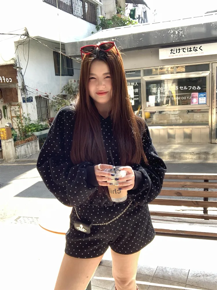 

New Women's Polka Dot Claw Sweatirt Set 900 Fre ape 27pm Long Sve round Ne Cotton Polyester Spring Summer