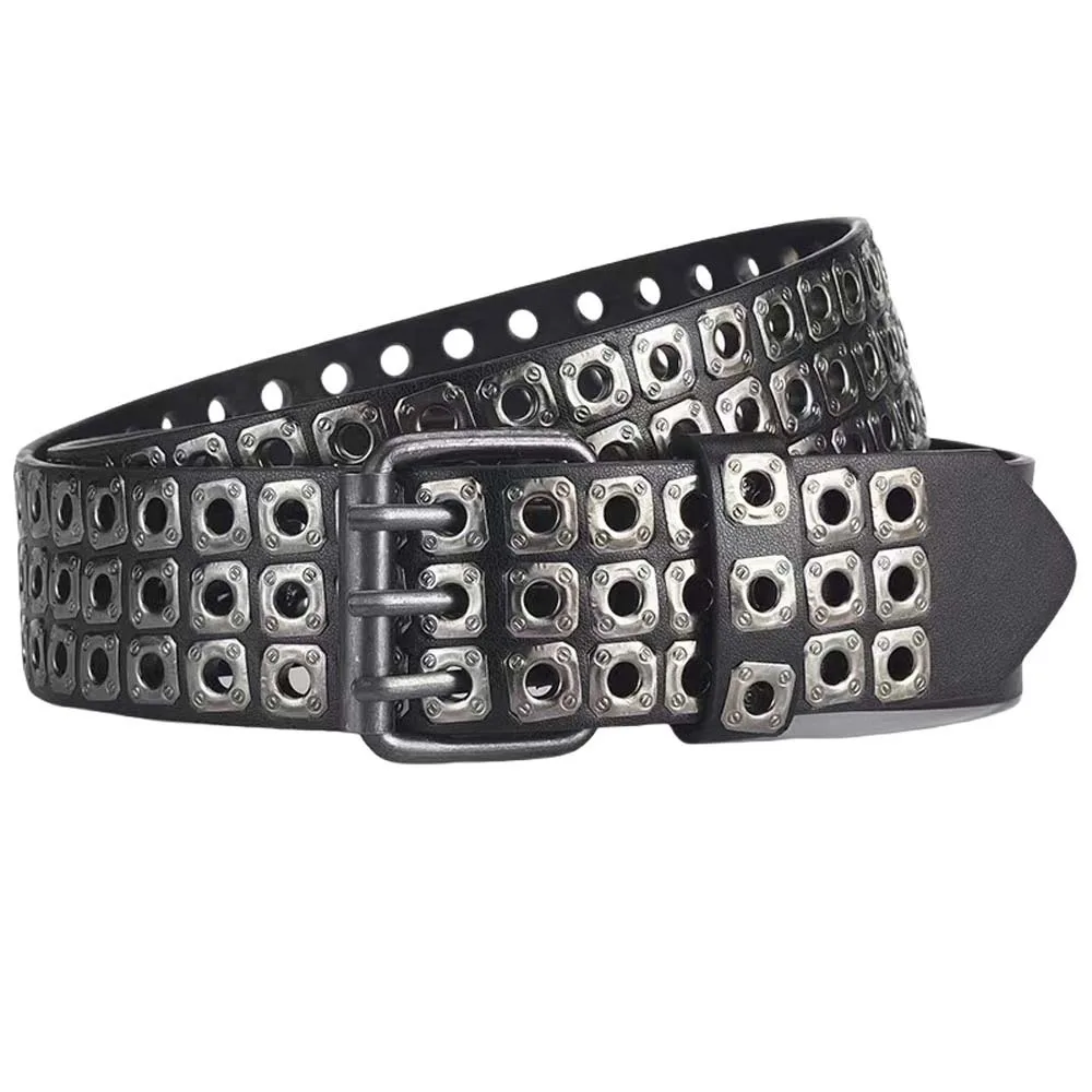 

Ремень с пряжкой из сплава в стиле панк, с заклепками, для джинсов, аксессуар для ремня, унисекс, готический поясной ремень, большие размеры, универсальный