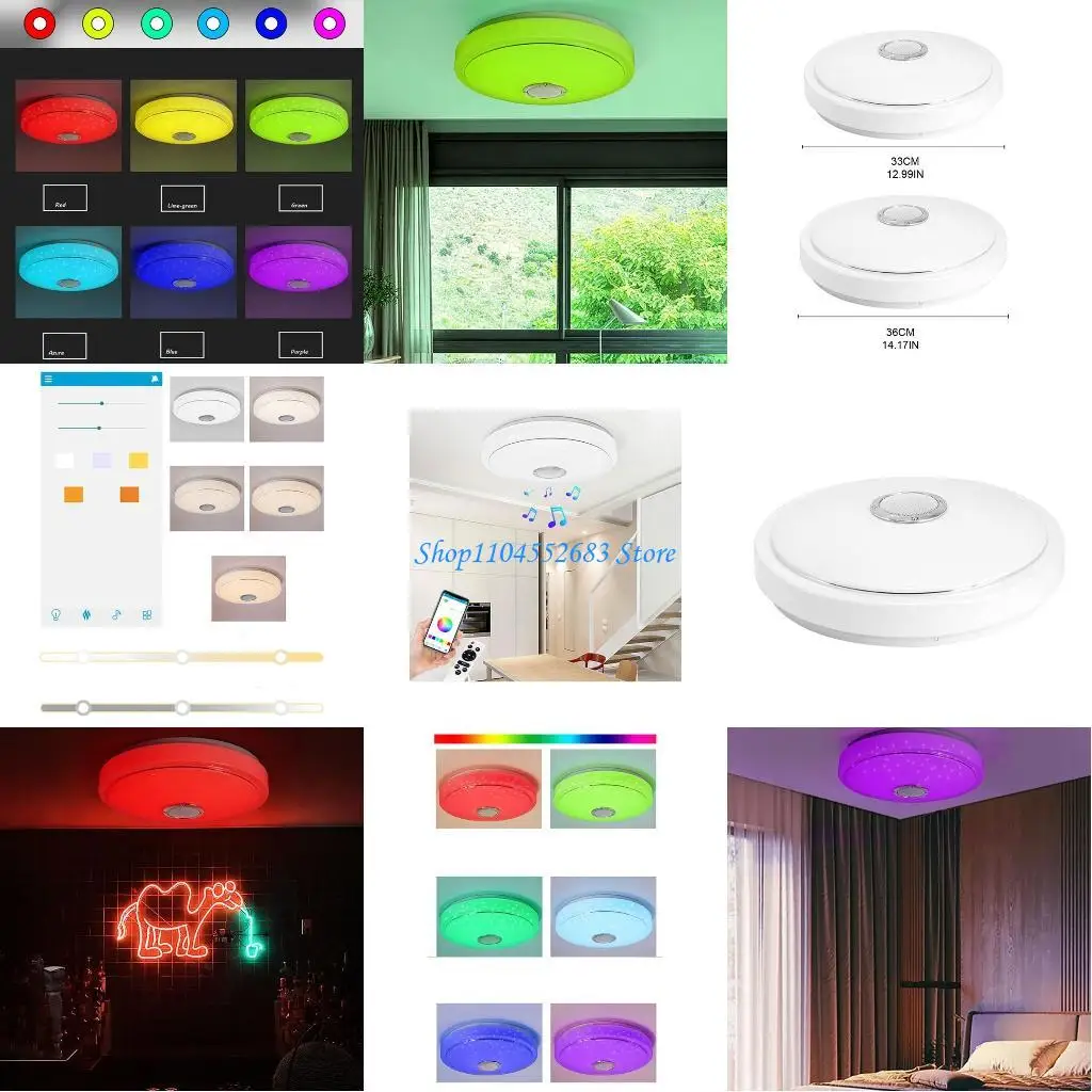 Y6GD Remote Control Dimmable RGB Ceiling Light for Bedroom Kitchen Living Room Party