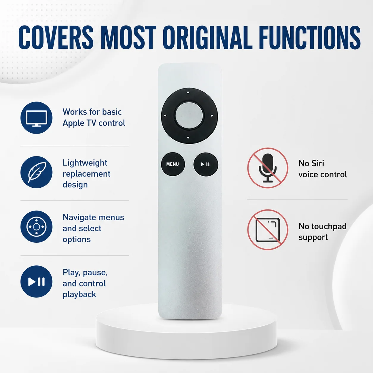 Replacement Remote Control Compatible with A1156 A1427 A1469 A1378 for Apple TV 1 2 3 4 Not Original Plastic - view 4