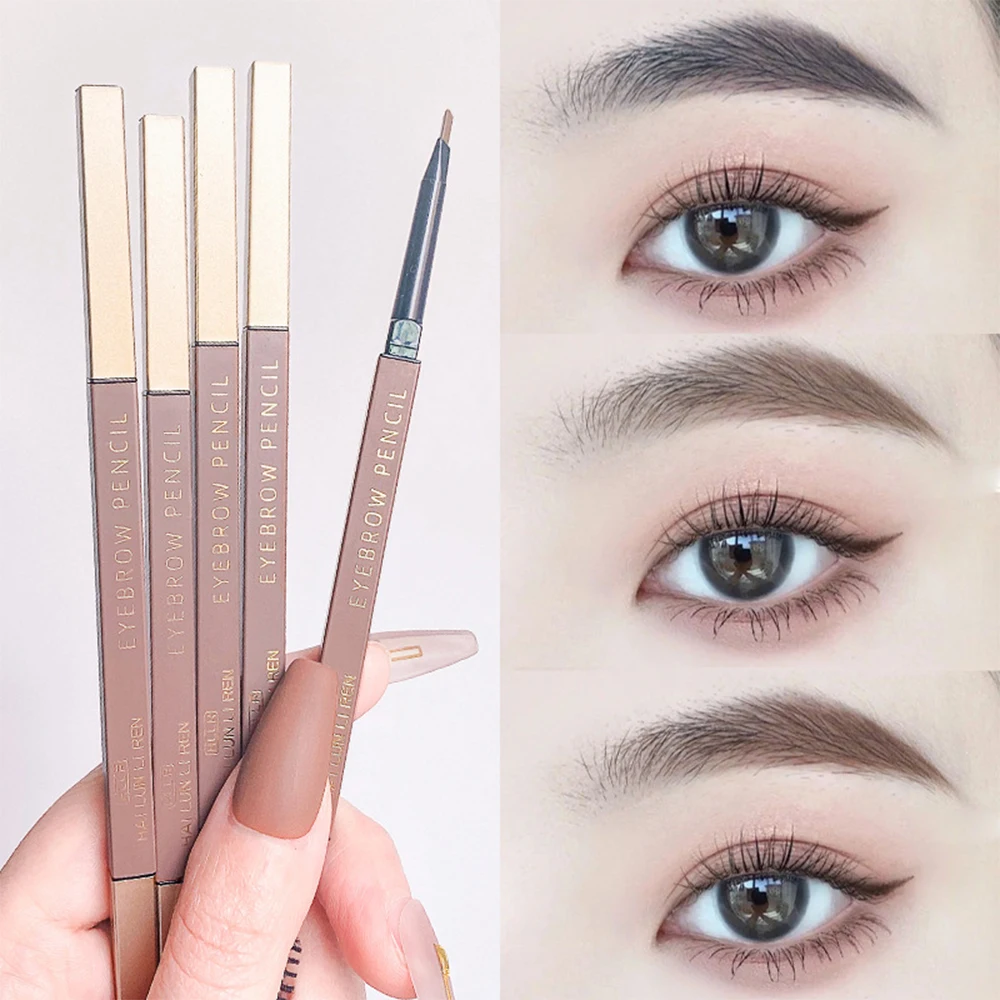 Double Head Eyebrow Pencil Waterproof Natural Lasting Smudge Eyebrows Pen Tattoo Cosmetics Dark Brown Black Color Eyes Makeup