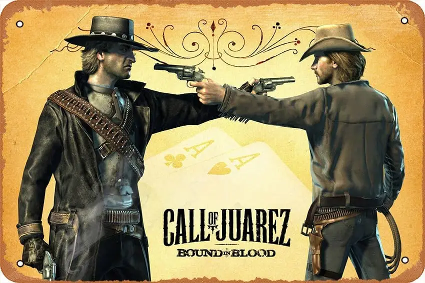 Call Of Juarez: Bound In Blood Game Poster Home Wall Art Decoration Retro Metal Tin Sign 8x12 inch