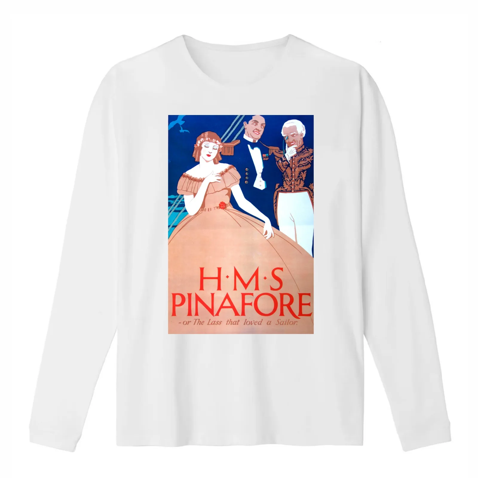 HMS Pinafore Gilbert and Sullivan Vintage Poster Opera T-Shirt Summer Casual Cotton Tee Oversized Streetwear Tops 100% Cotton