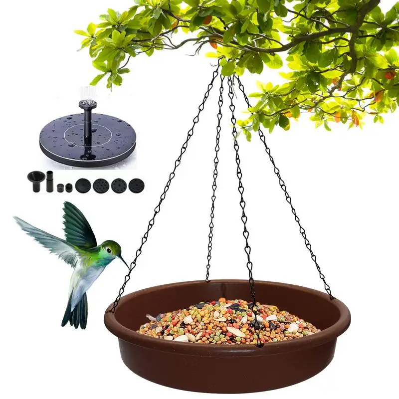 

Garden Hanging Bird Feeder Solar Powered Automatic Work Plastic Water Fountain with S-shaped Hook Outdoor Yard Supplies