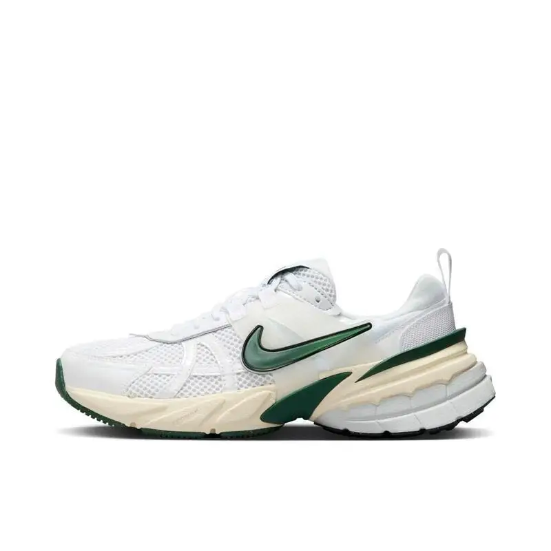 Nike V2K Run Comfort Tower Fabric Shock Absorption and Wear Resistance Casual Running Shoes Women and Men White and Green