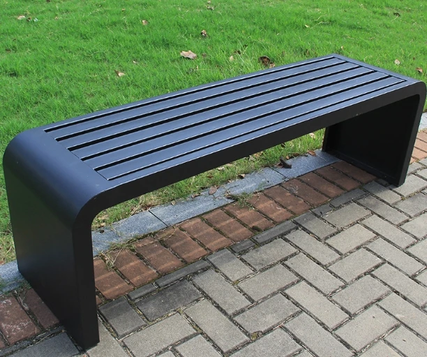 Outdoor Bench for Lawn Garden, Backless Patio Garden Bench,  Metal Frame