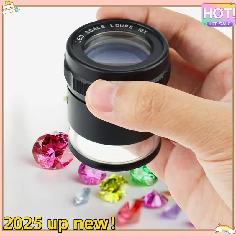 

Delicate Texture-10X Loupe Magnifier, Jewelers Loupe 8 LED Light 4 Glass Scale Chart Loupe Magnifier 25Mm Field Of View Scale Lo