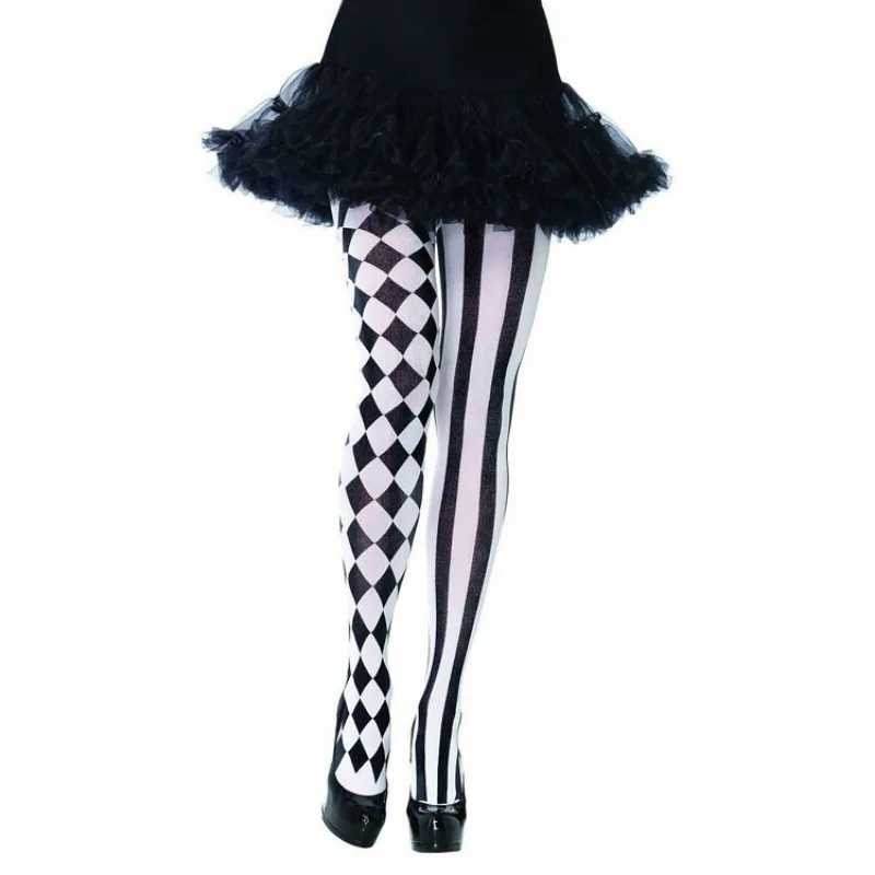 Primavera Autunno Lady Magician Cosplay Collant a righe Stripe Stocks Calze collant alte elastiche Donna Festa di Pasqua Calzino da clown