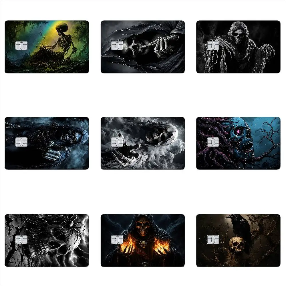 Halloween Grim Reaper Skull Card Skin Stickers Matte Suitable For VISA Card Bus And Subway Contactless IC Cards