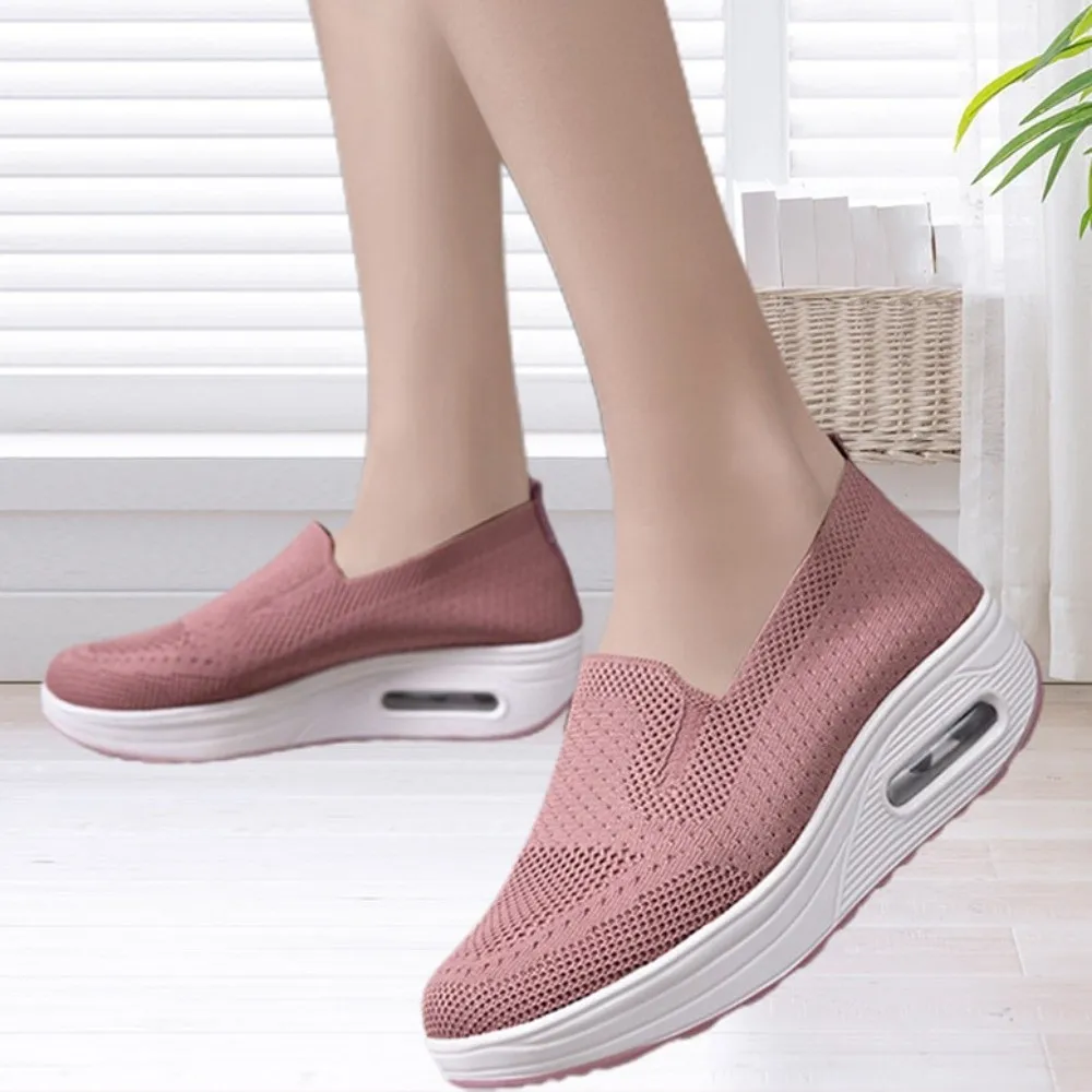 Mesh Surface Women's Sports Shoes Thin Design Soft-Soled Running Sneakers Anti-Slip Air Cushion Casual Shoes Casual Wear