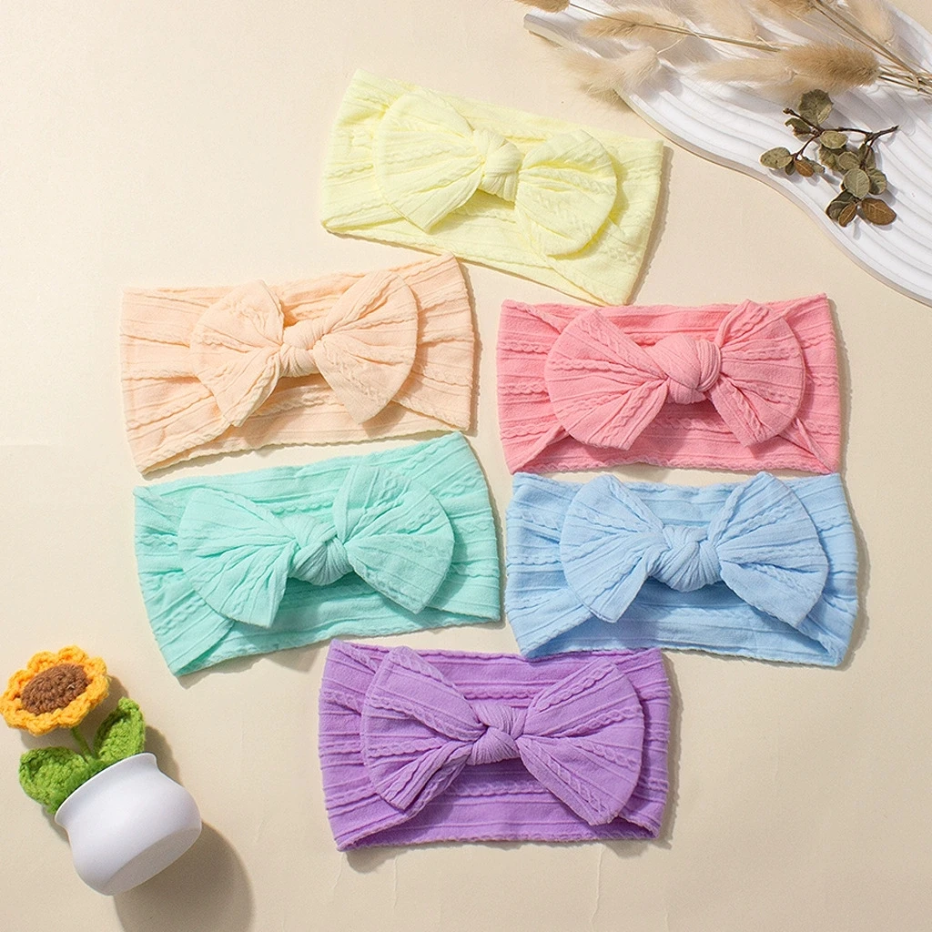 6 قطعة/المجموعة قوس قزح الألوان النايلون عقال طفل الفتيات إكسسوارات الشعر الوليد Bowknot رباطات الأطفال الرضع الملونة أغطية الرأس