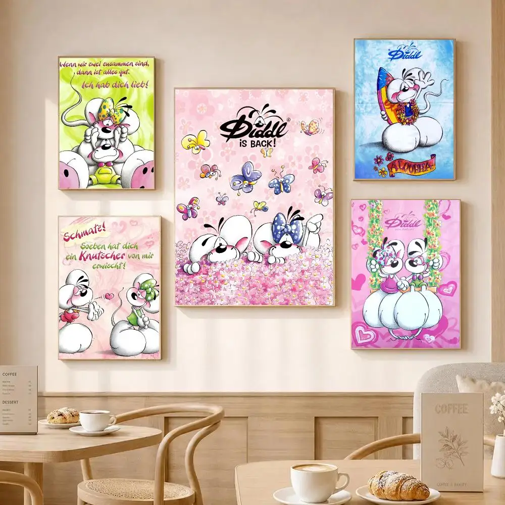 Cute C-Christmas D-Diddl Poster Wall Art Poster Sticker For Living Room Bar Bedroom Home Decoration