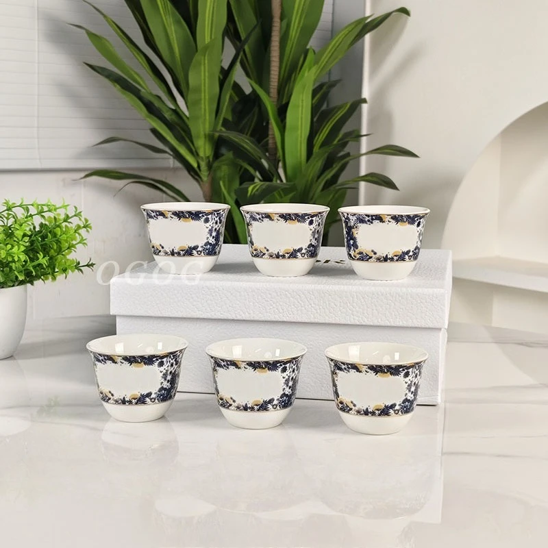 

Роскошные чайные чашки из костяного фарфора в стиле ретро, шесть маленьких чашек для домашнего использования, идеальная рекомендация подарков