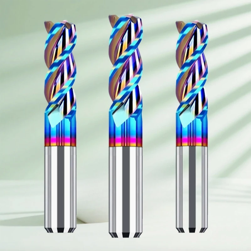 

3 Flutes Carbide Bullnose Endmill R0.5 HRC65 CNC Milling Cutter for Aluminum DLC Coated